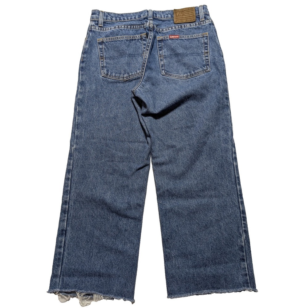 VTG RALPH LAUREN POLO JEANS CO CROPPED SATURDAY Raw Hem Women 8 Denim Blue Jeans
